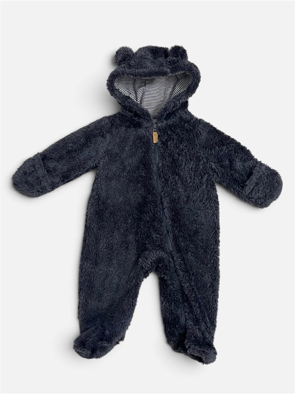 Carter’s Baby Sherpa Bear Hooded Jumpsuit Navy Blue 3M